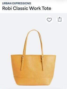 Urban Expressions Tan/Yellow Faux-Leather Tote with Zip Pouch
